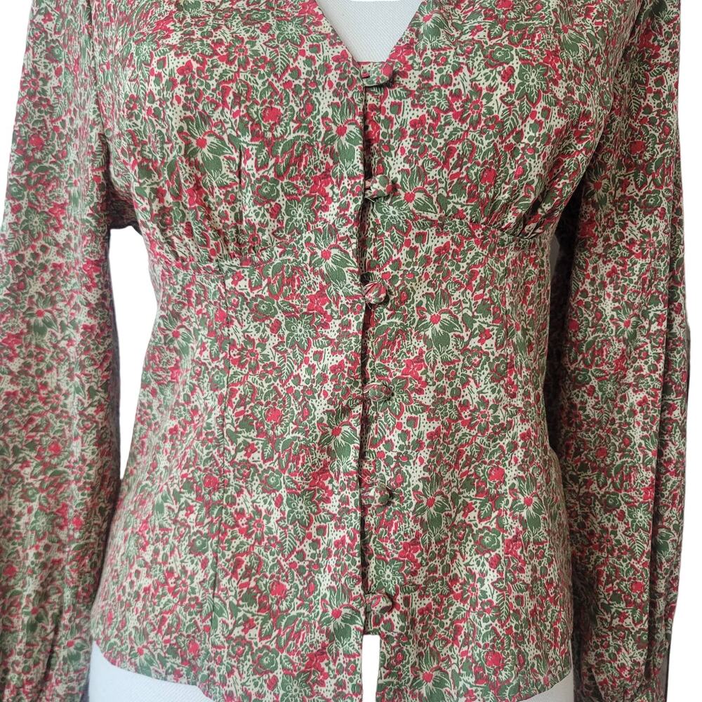 Topshop Cottagecore Floral Button Front Indie Boho Top Size 6 - Picture 2 of 6